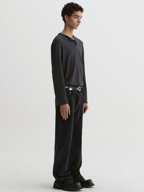 【DNSR】Ribbed Henley Long Sleeve