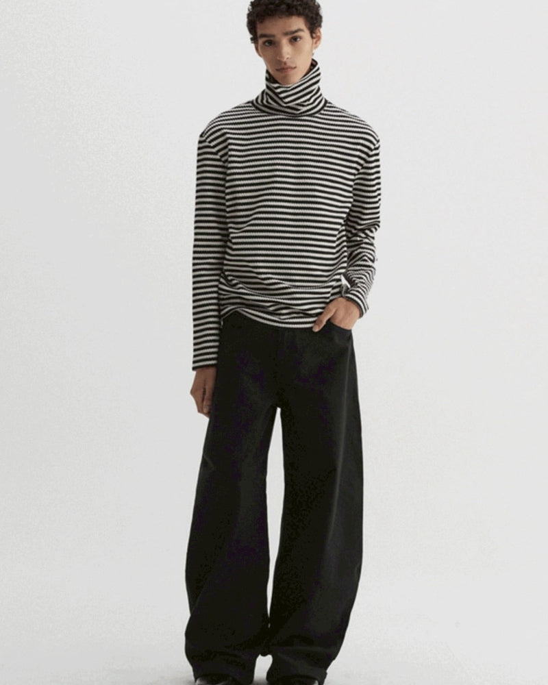 【DNSR】Textured Stripe Turtleneck Long Sleeve