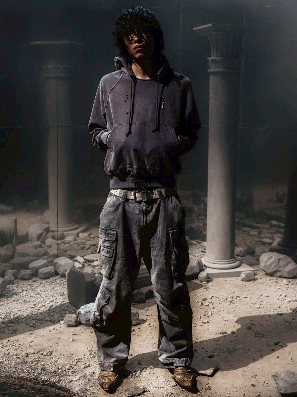 【The Boy Has No Patience】Adjustable Multi-Pocket Wiping Overalls / 【ザボーイハズノーペーシェンス】マルチポケットデニムパンツ