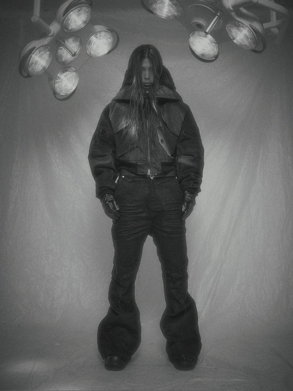 【SURGERY】surgery sutured boot-cut burnished pants