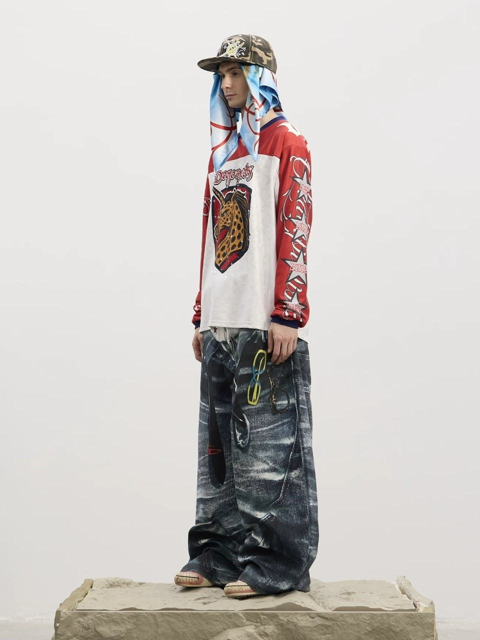 【DND4DES】The Virgin'S Thorn-Crowned Headscarf /【ディーエヌディーフォーデス】グラフィックデザインスカーフ