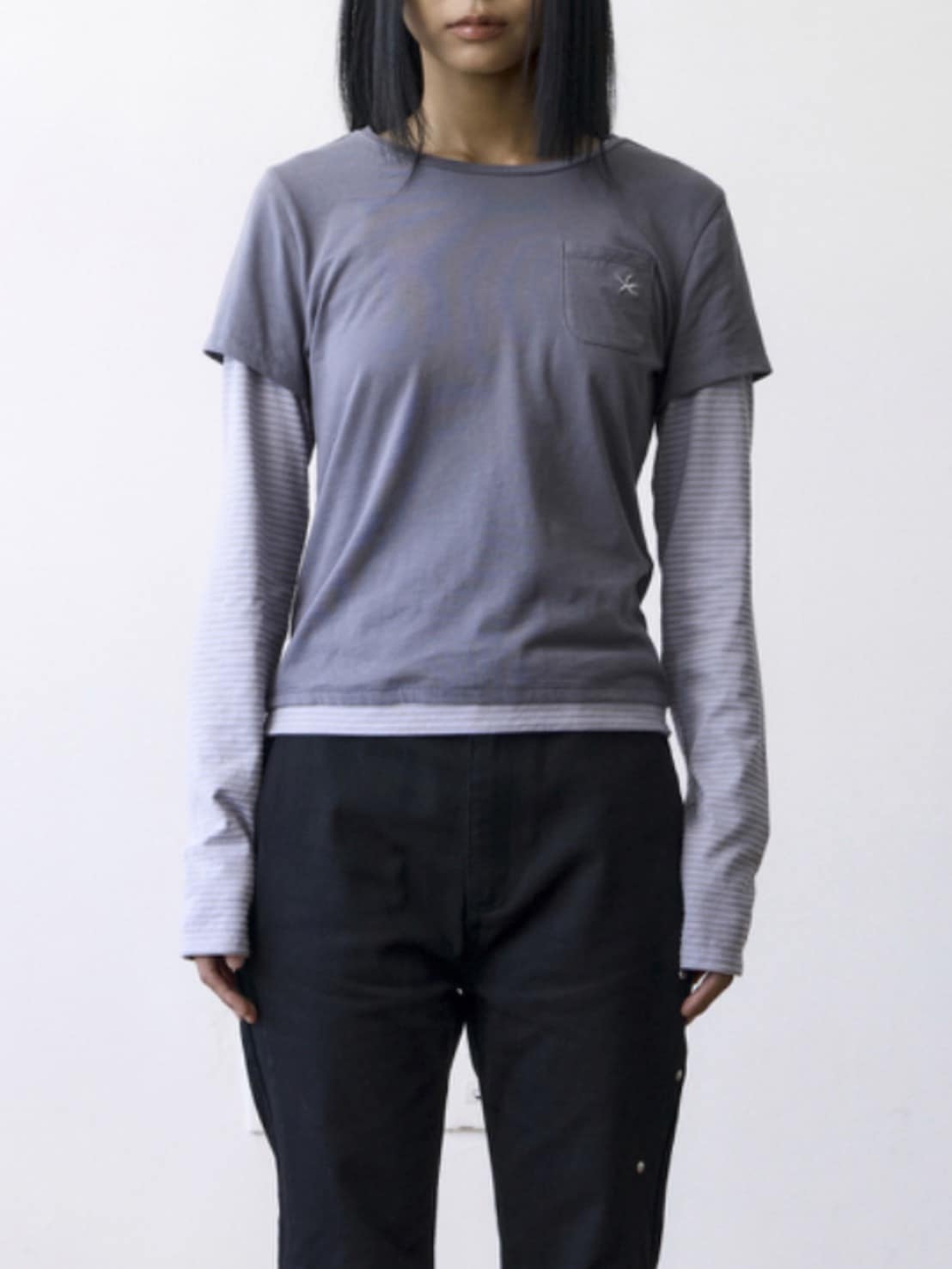 【THECOLDESTMOMENT】TCM stripe layered long sleeve