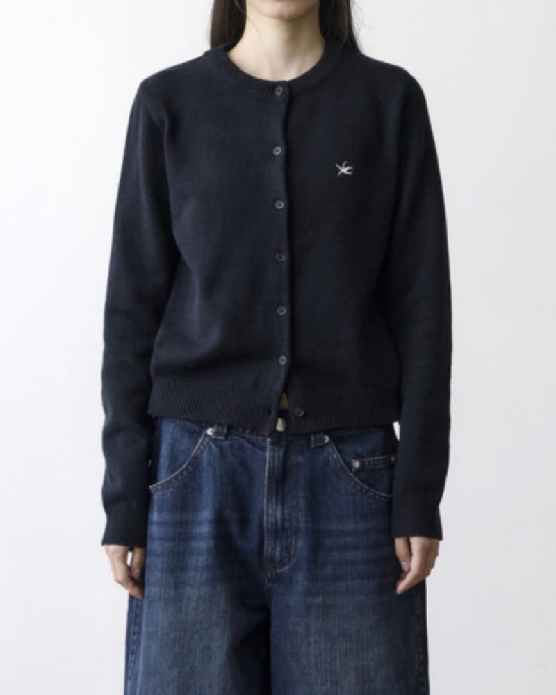 【THECOLDESTMOMENT】TCM mini logo knit cardigan