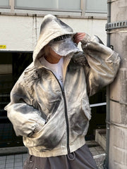 受注制【Never mind the XU】damage hood jacket / 【ネバーマインドザエックスユー】ダメージフードジャケット