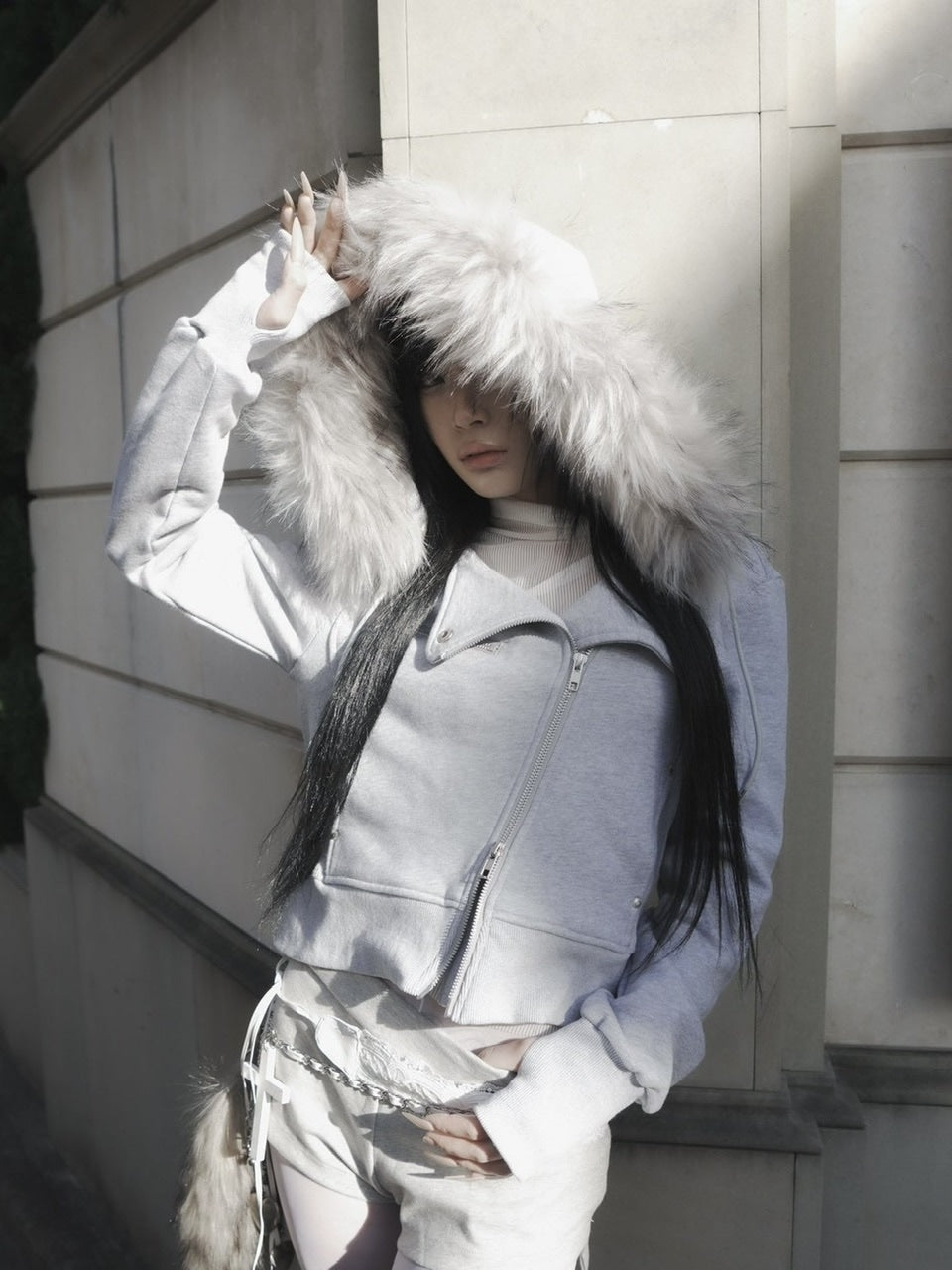 12/20 20:00発売【NOT KNOWING】RIDER FUR HOOD ZIP UP /【ノットノーイング】ライダーファーフードジップアップスウェット