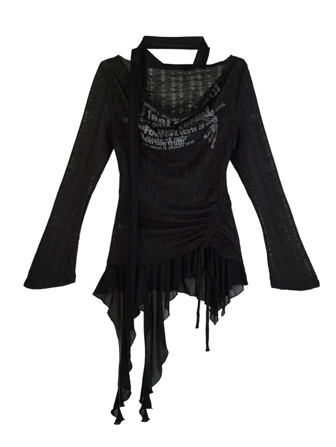 【Cest Nous】Dropped Neckline Graffiti Top