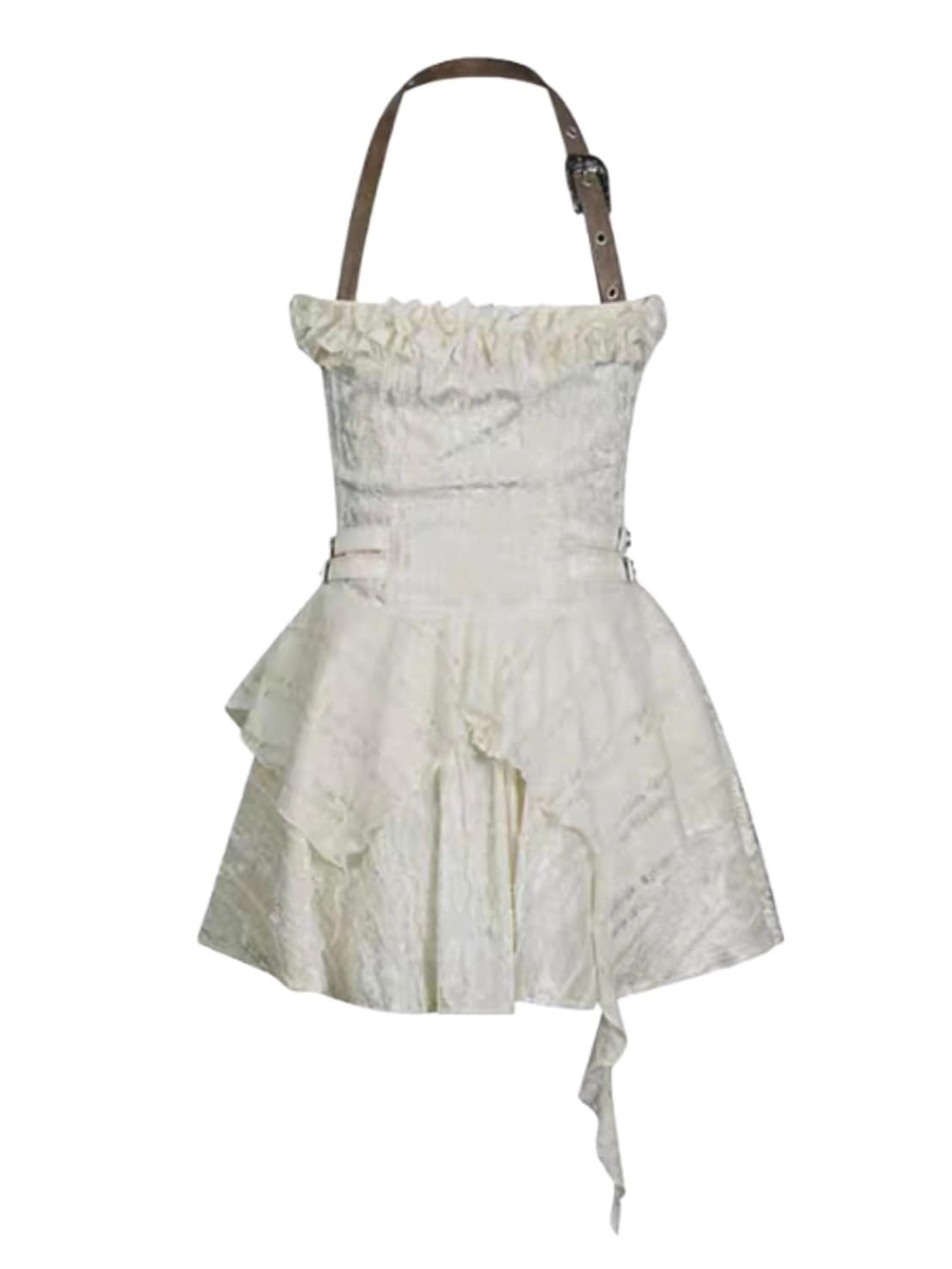 【Cest Nous】Belted Halter Dress / 【セヌー】ベルトホルターフリルワンピース