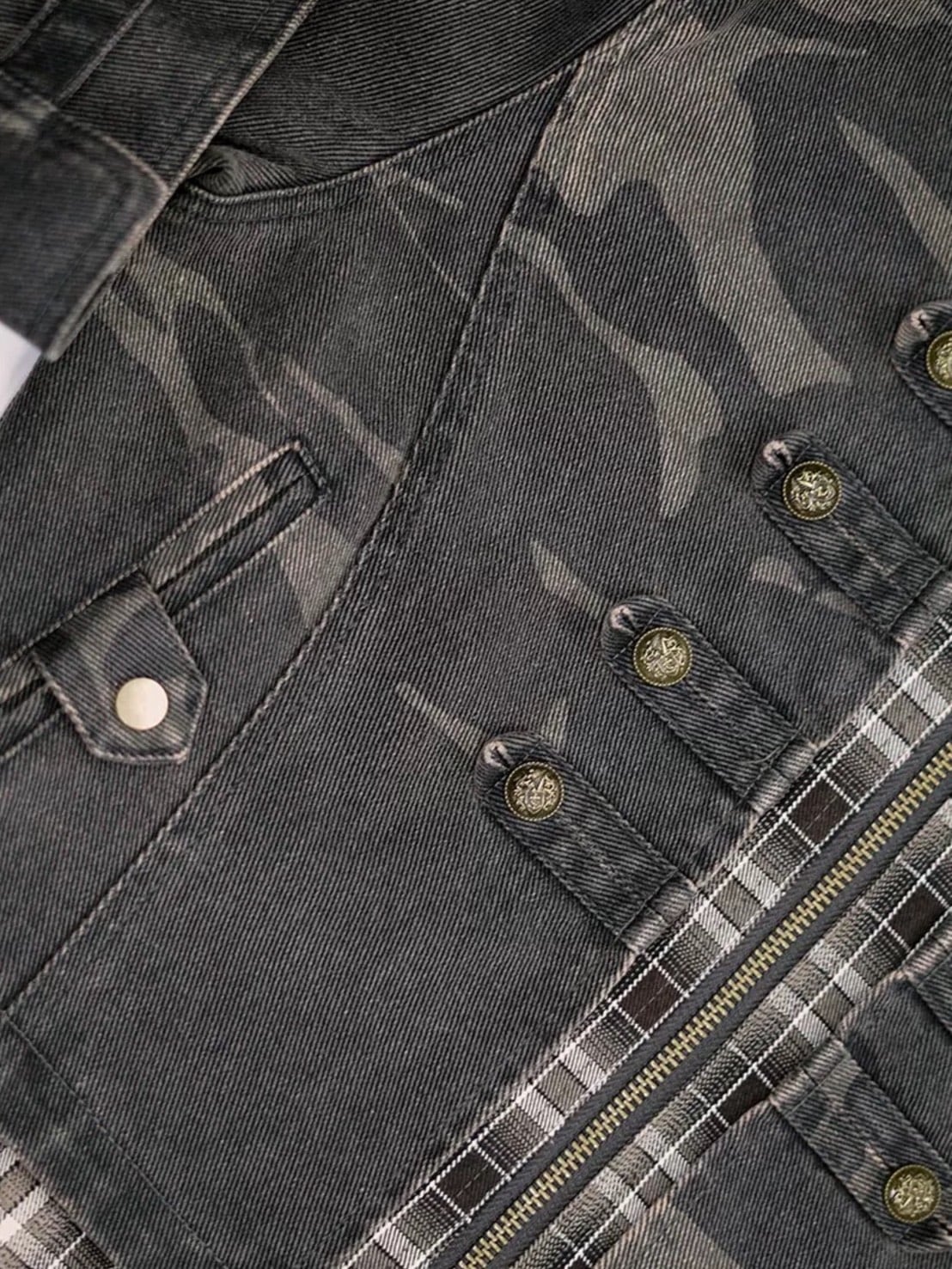 【Cest Nous】Baroque Jacket / 【セヌー】ハイネックバロックジップアップデニムジャケット