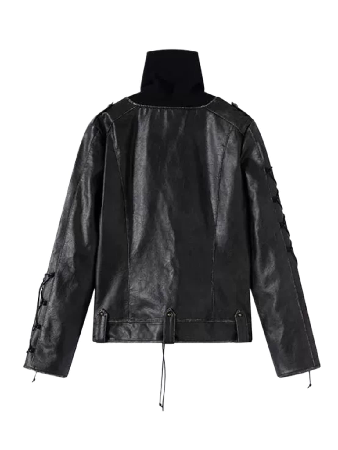 【Cest Nous】Lace-up Non-leather Jacket / 【セヌー】ハイネックコーティングレースアップジャケット