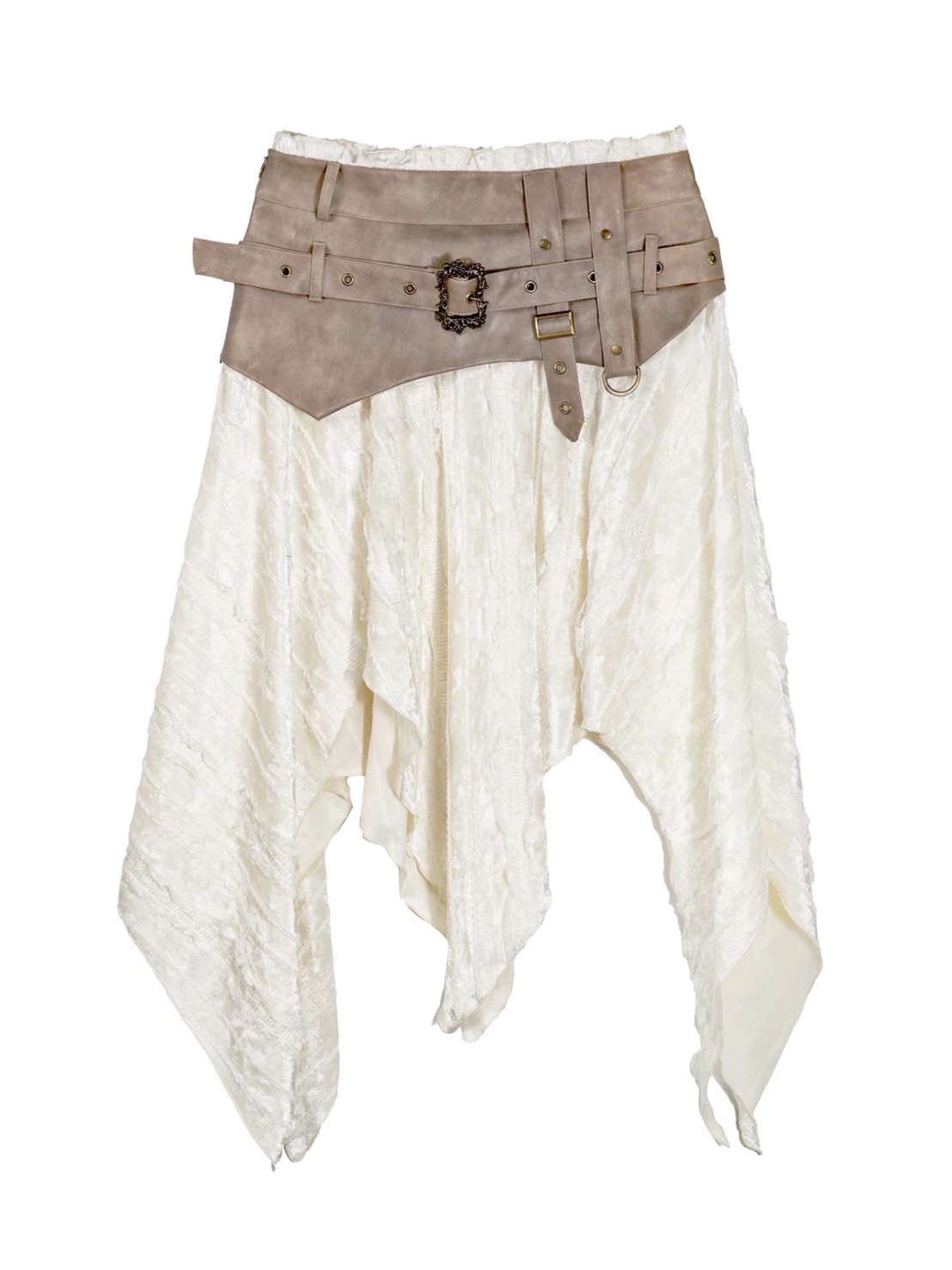 【Cest Nous】Belted Plaid Skirt / 【セヌー】ベルトアシンメトリースカート