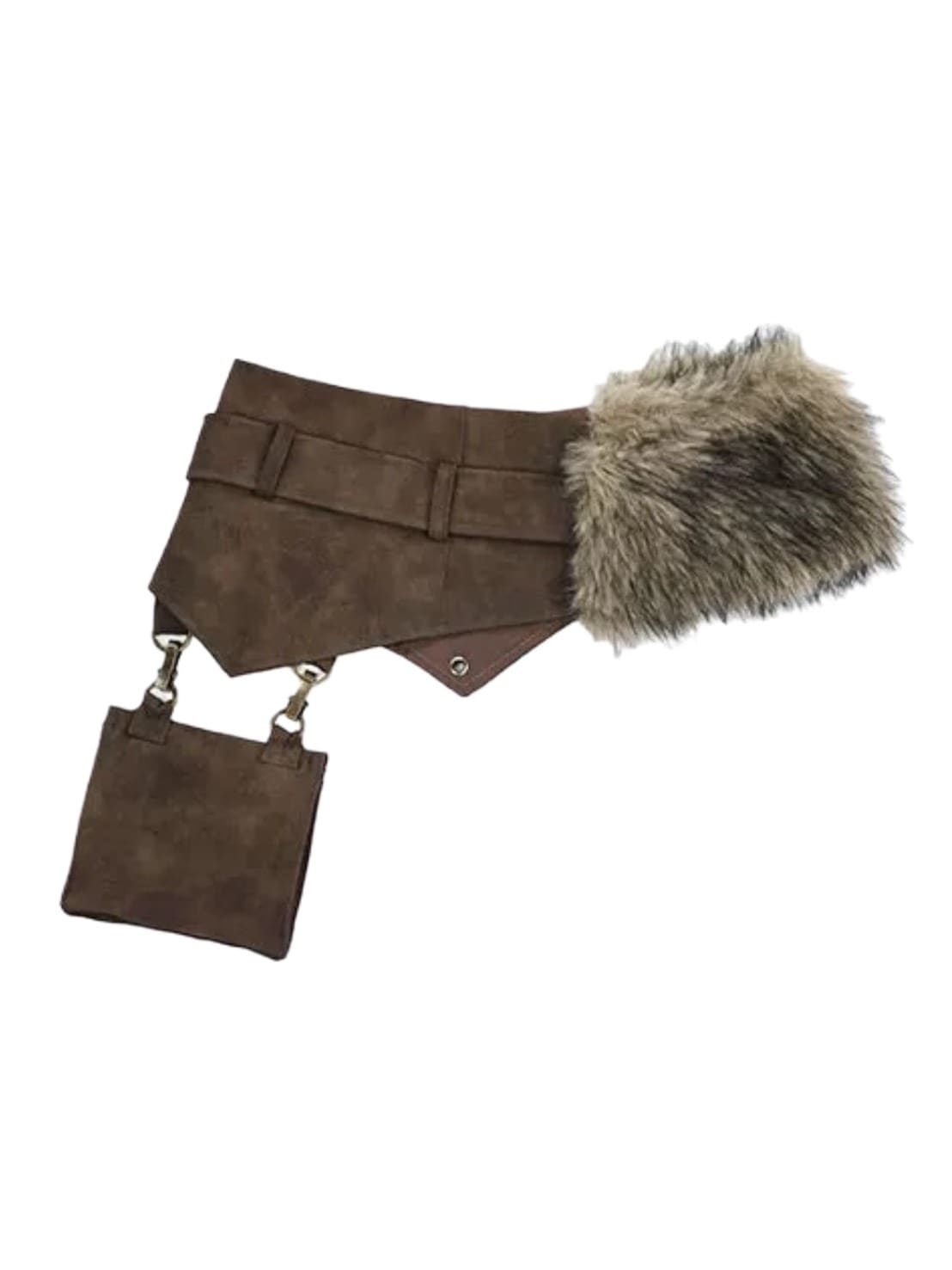 【Cest Nous】Brown Waist Belt / 【セヌー】ポケット付きファーポイントベルト