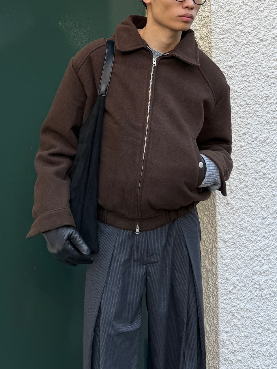 東京店WEB限定受注制【Chikashitsu +】cropped wool zip jacket / 【チカシツプラス】クロップドウールジップジャケット (3color)