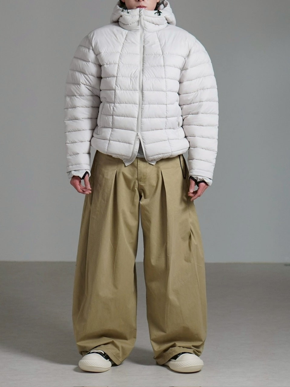 受注制【Chikashitsu +】pleats chino wide pants / 【チカシツプラス】プリーツチノワイドパンツ (2color)