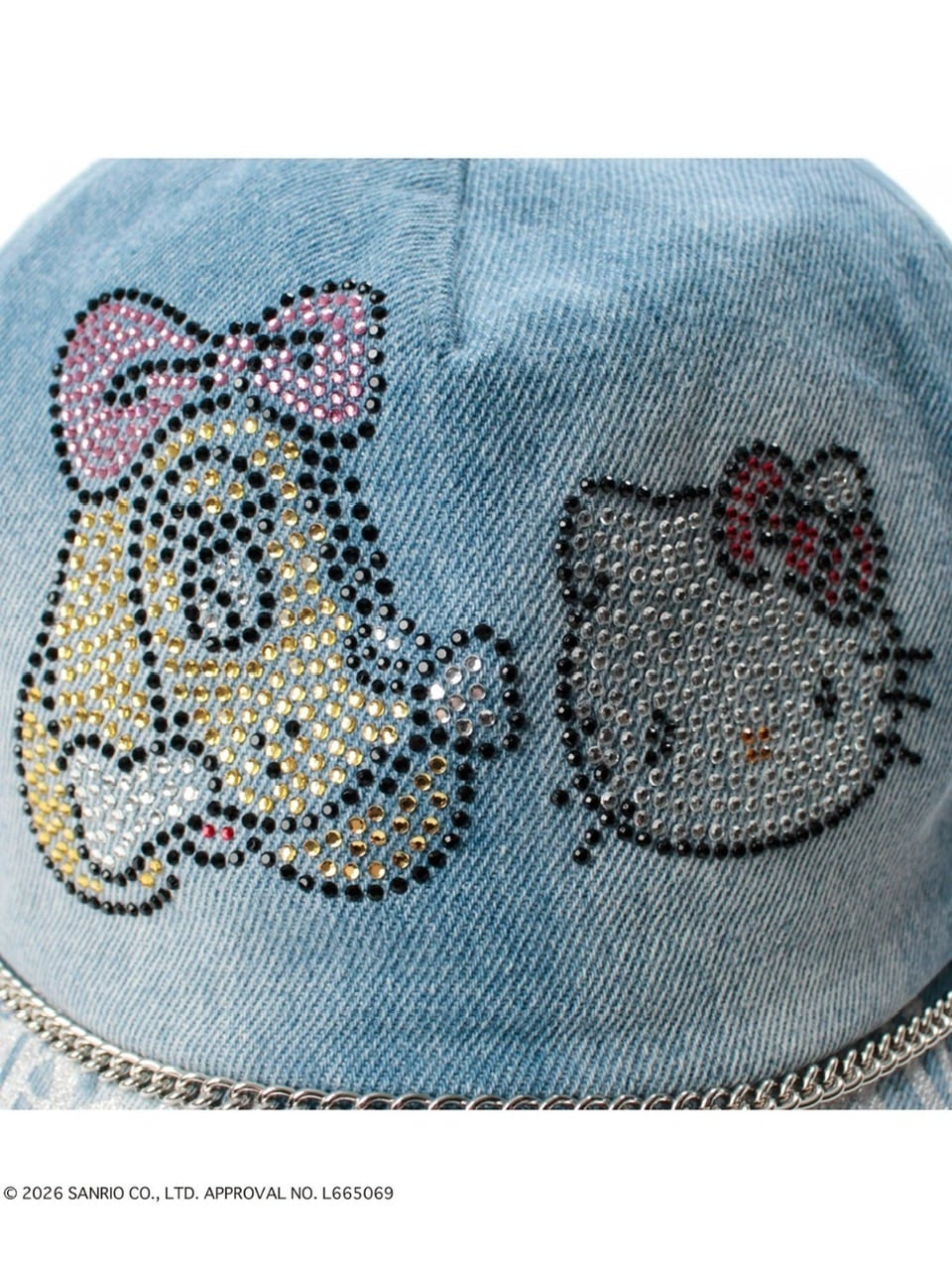 【GALFY×KITTY】キラキラデニムキャップ / 【ガルフィー×キティー】キティラインストーンデニムキャップ