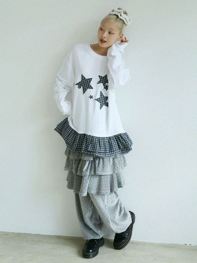 12/21 20:00 発売【Uglyshadow】DOT VELVET CANCAN MIDI SKIRT PANTS