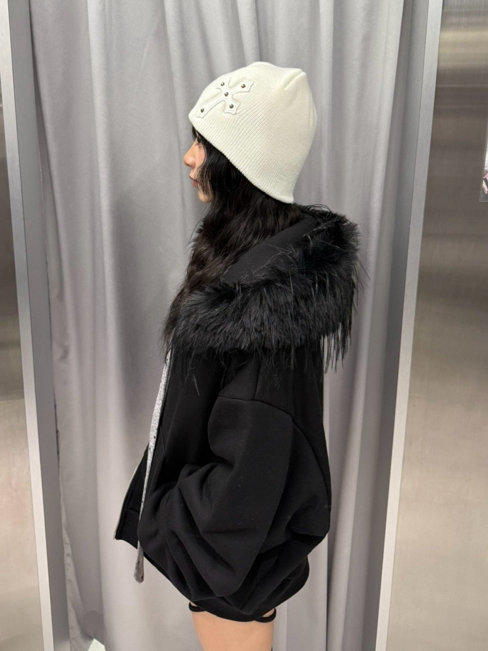 受注制【nmtc +】simple fur zip up hoodie 【エヌエムティーシープラス】シンプルファージップアップフーディ (2color)