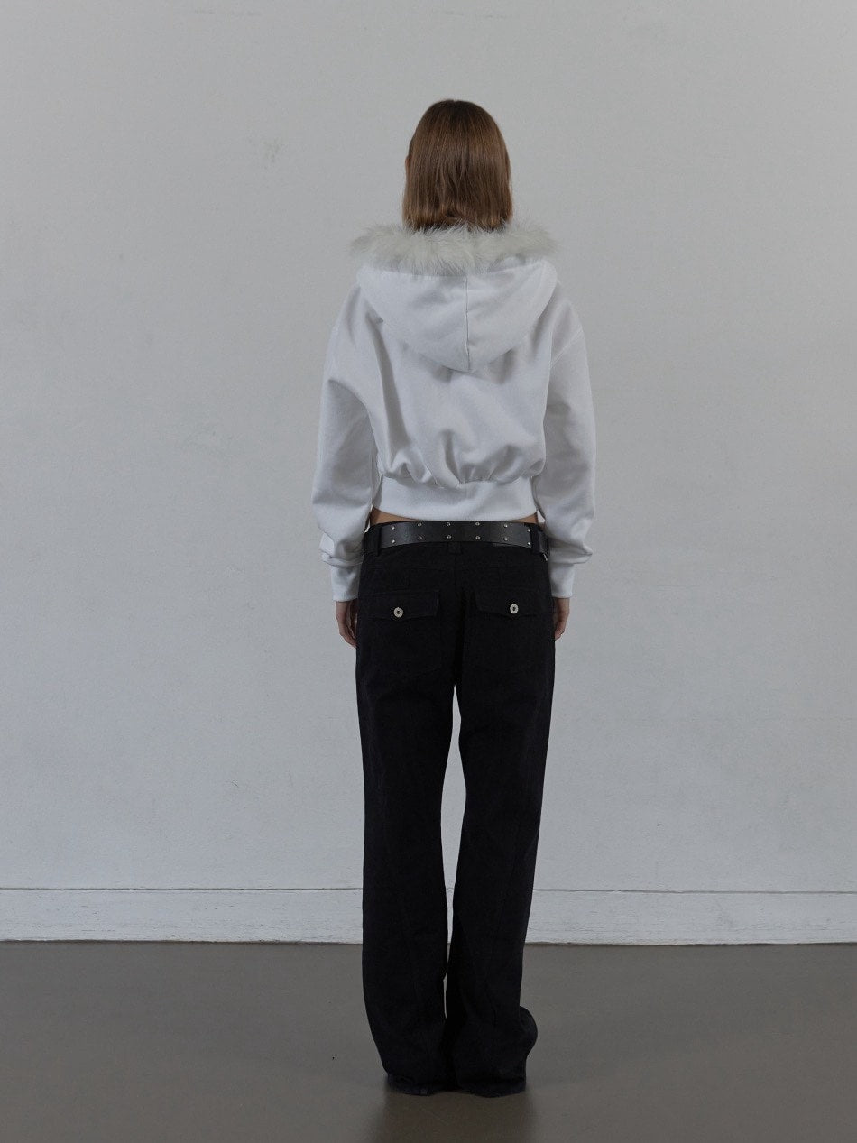 【SETUP‐EXE】FUR TRIMMING HOODED ZIP-UP / 【セットアップエグゼ】ファーフードジップアップパーカー