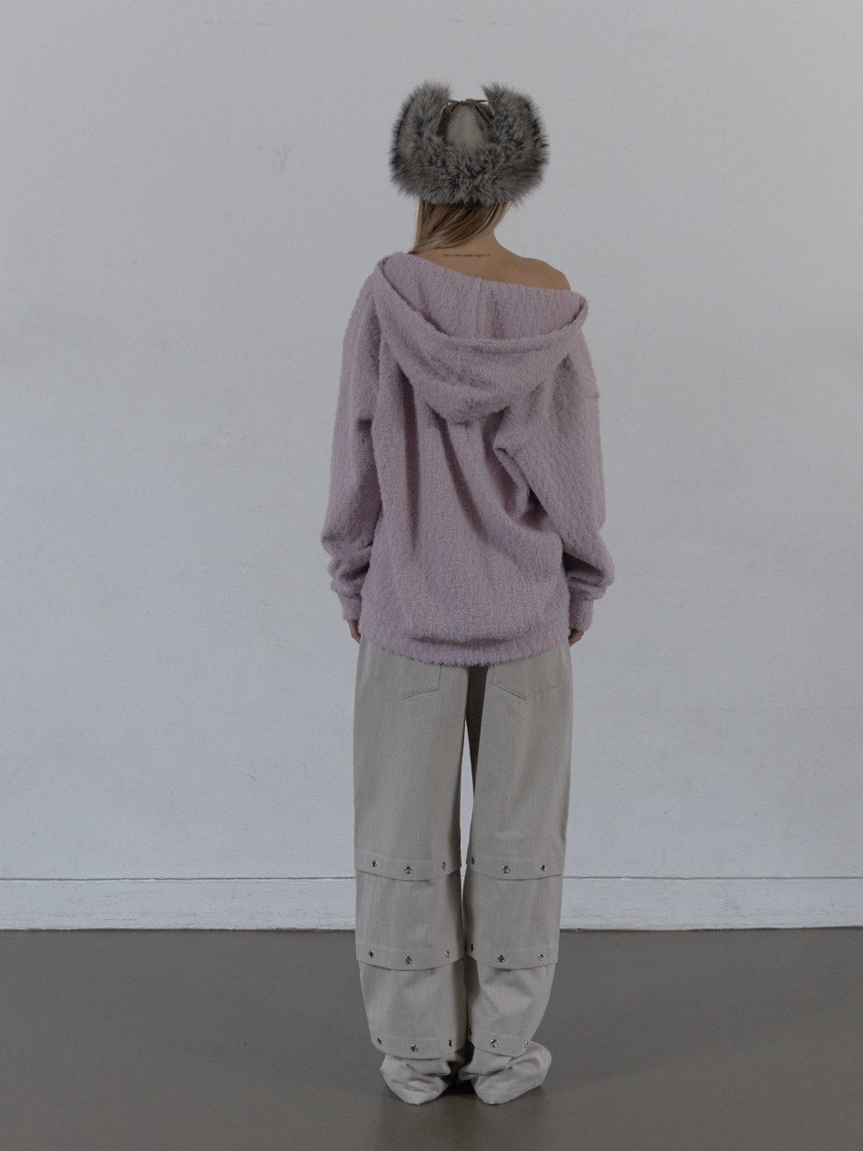 【SETUP‐EXE】HAIRY V-NECK HOODIE / 【セットアップエグゼ】Vネックシャギープルオーバーパーカー