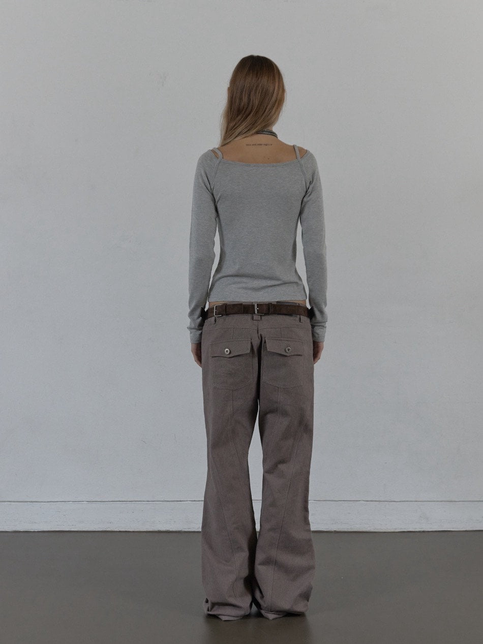 【SETUP‐EXE】SLEEVELESS LAYERED TOP / 【セットアップエグゼ】キャミレイヤード長袖Tシャツ