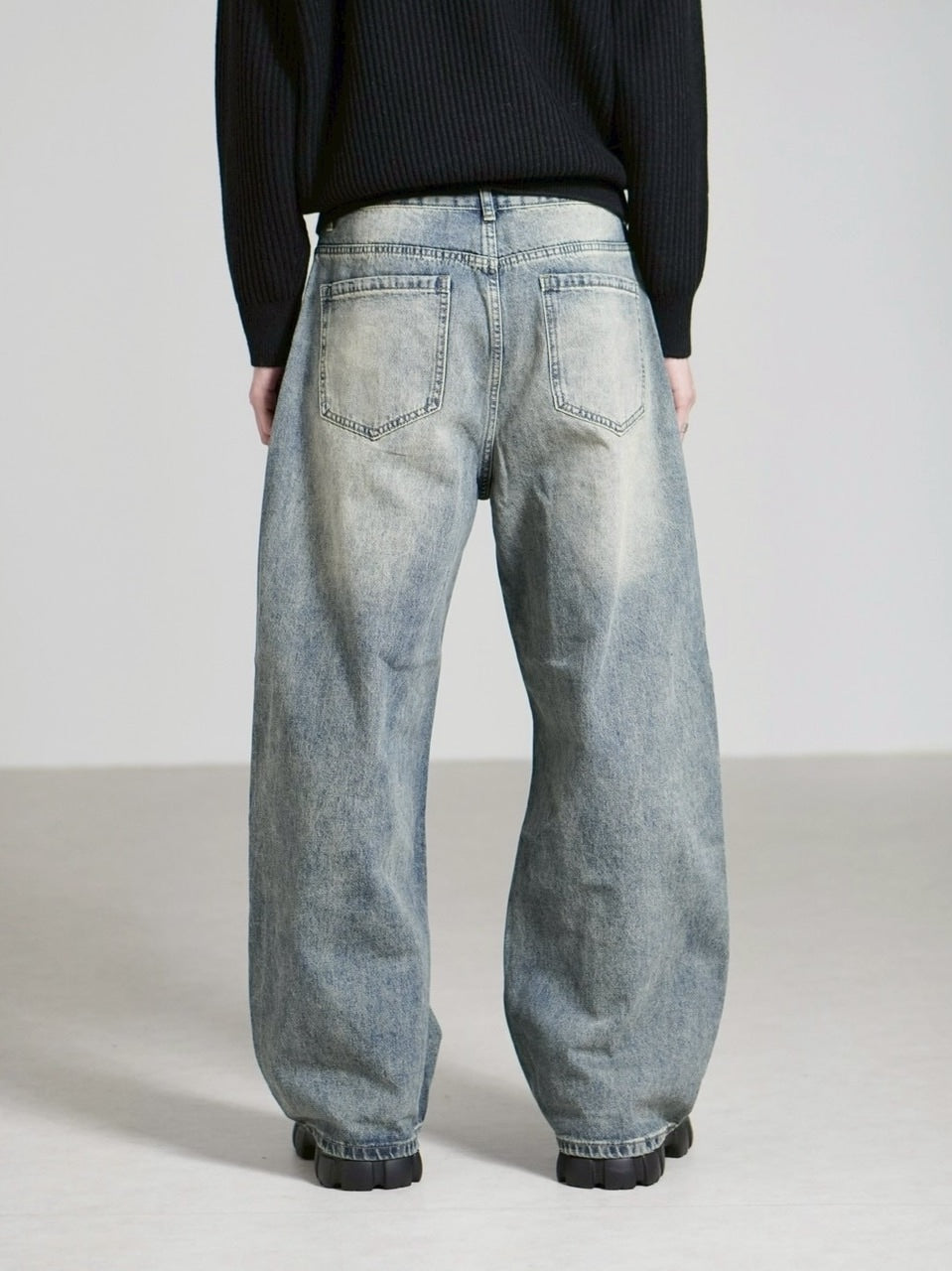 受注制【Chikashitsu +】brush wide leg denim pants (3color