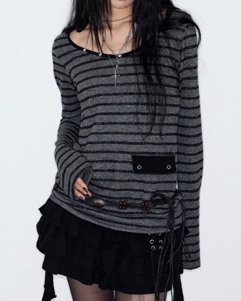 【NOT KNOWING】U Neck Stud PK Hoodie