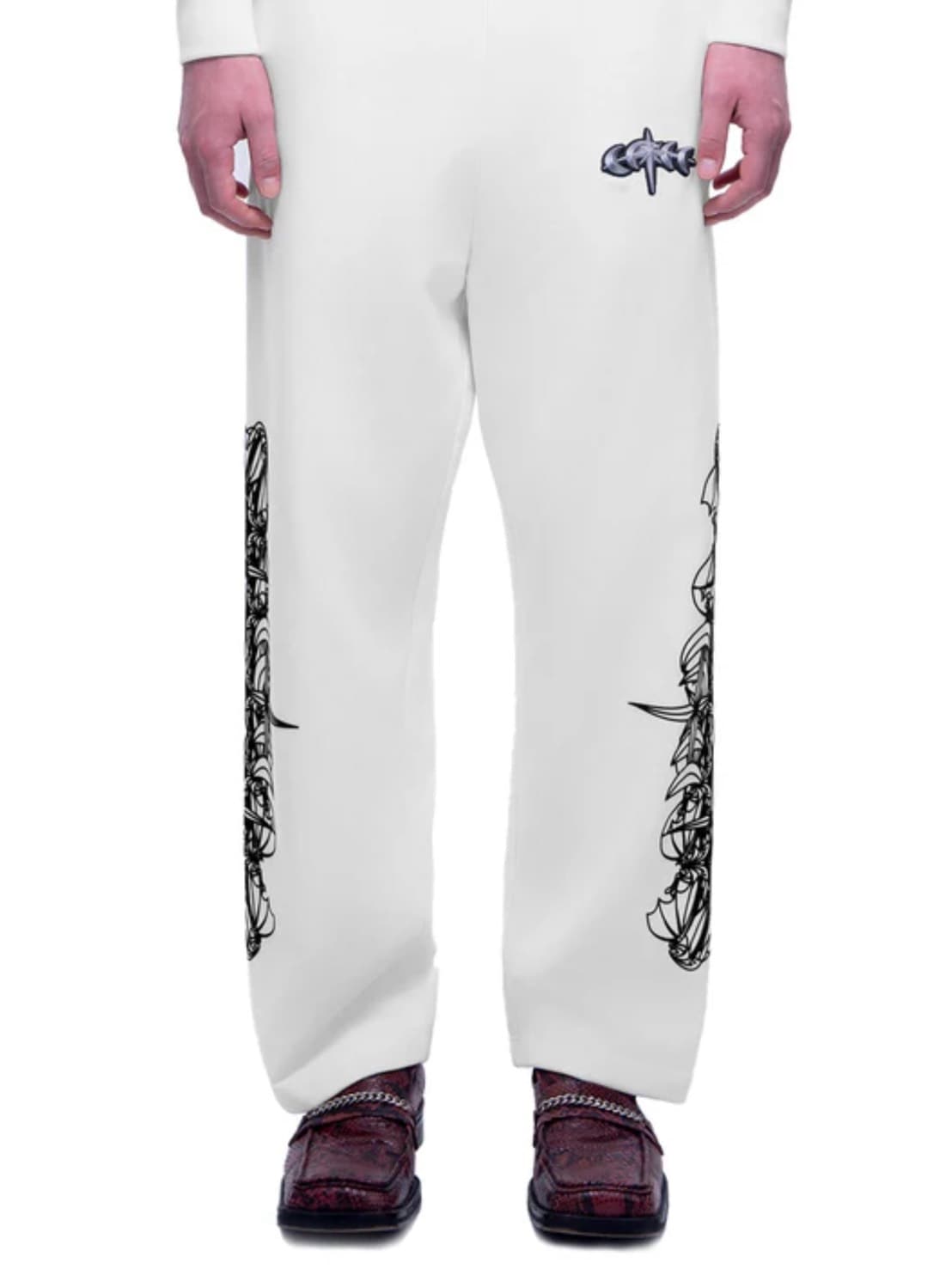 【The Boy Has No Patience】TBHNP LUMINOUS DAWN ASTRAL LOGO FLOCKED PANTS / 【ザボーイハズノーペーシェンス】アストラルロゴスウェットパンツ