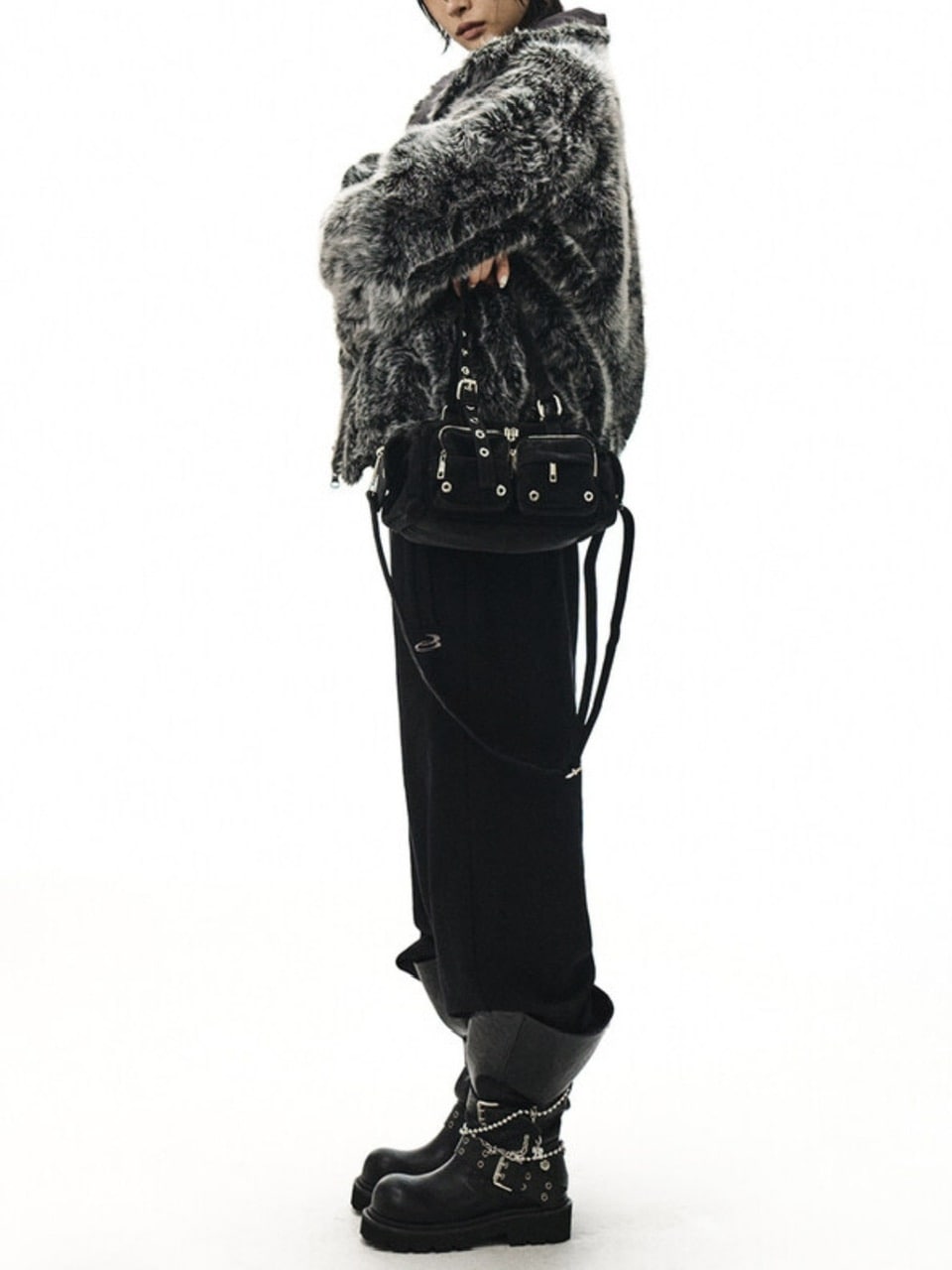 【BLACK PURPLE】 Crease Wide Boots