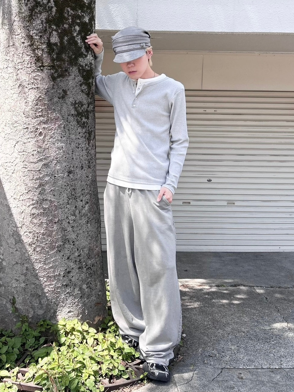 受注制【nmtc+】layered henley neck long sleeve (2color)