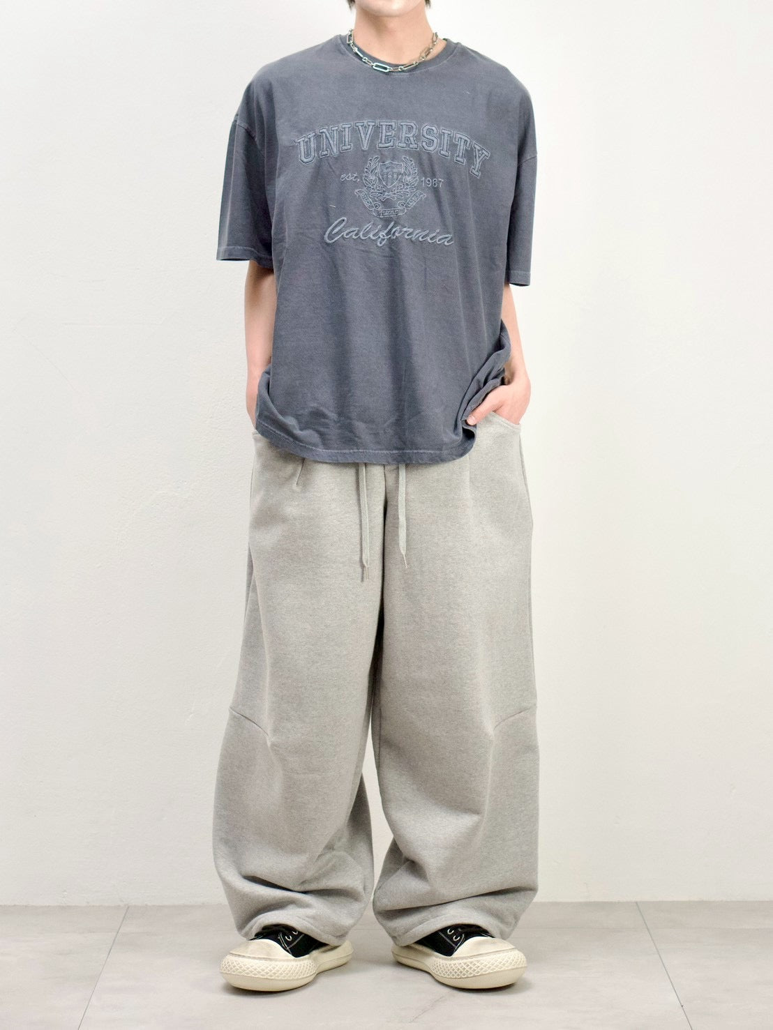 受注制【Chikashitsu +】pigment university t-shirt (3color)