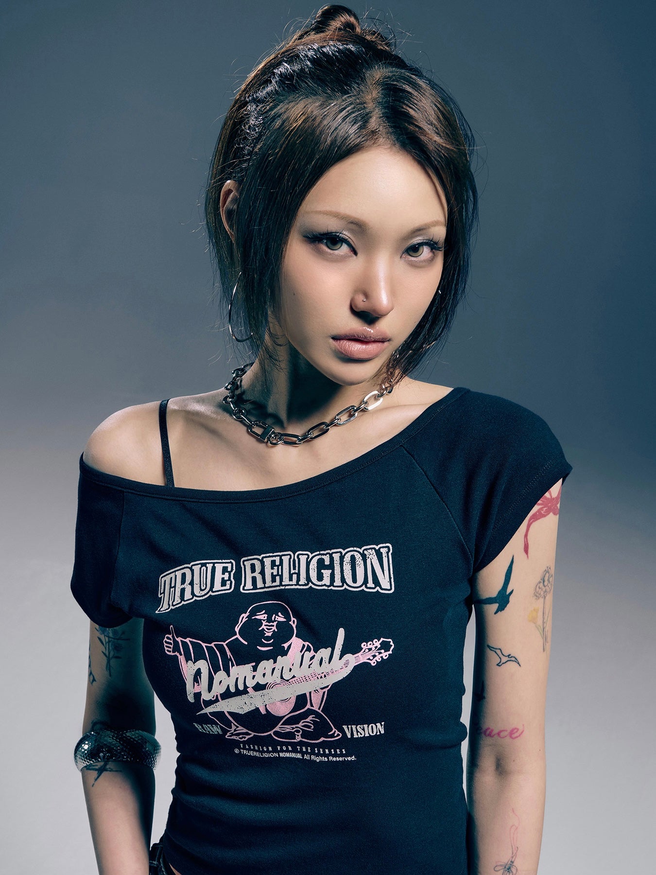 【NOMANUAL×TRUE RELIGION】NO RELIGION ONE SHOULDER TOP