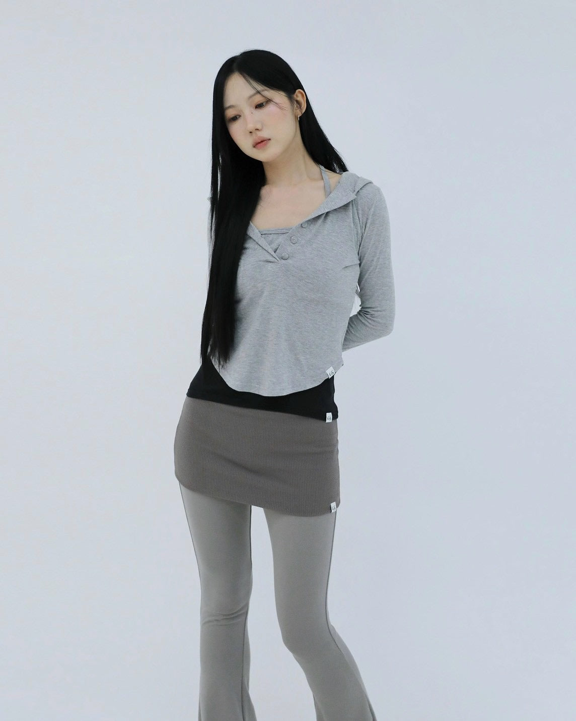 【Uglyshadow】SLIM LONG BUTTON HOODIE TOP
