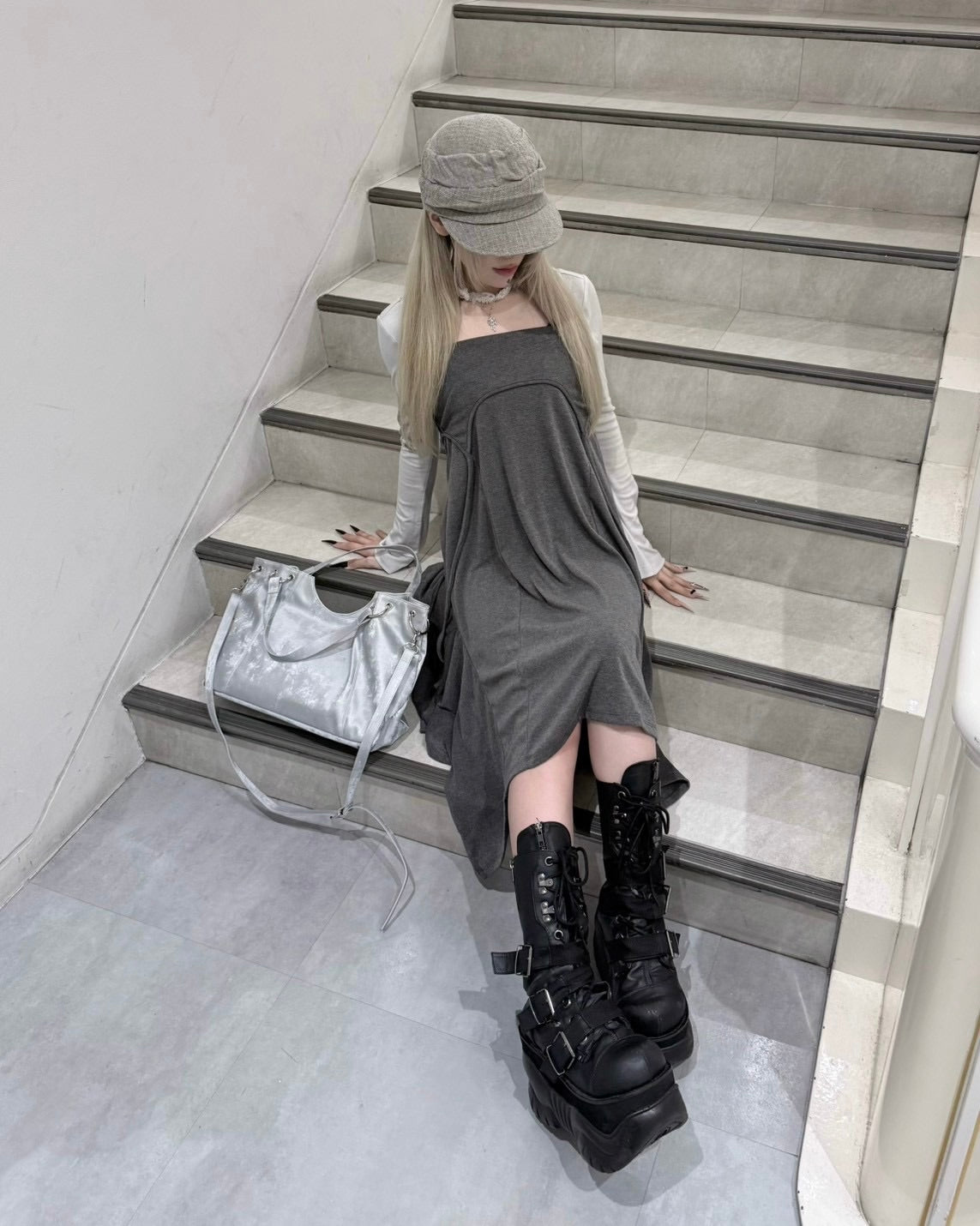 受注制【nmtc+】Curve Layered Long Skirt (2color)