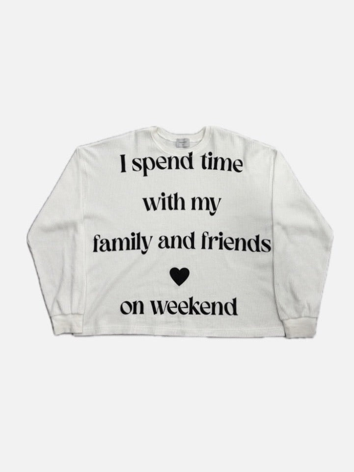 【LUV CODE】lettering waffle long sleeve tee
