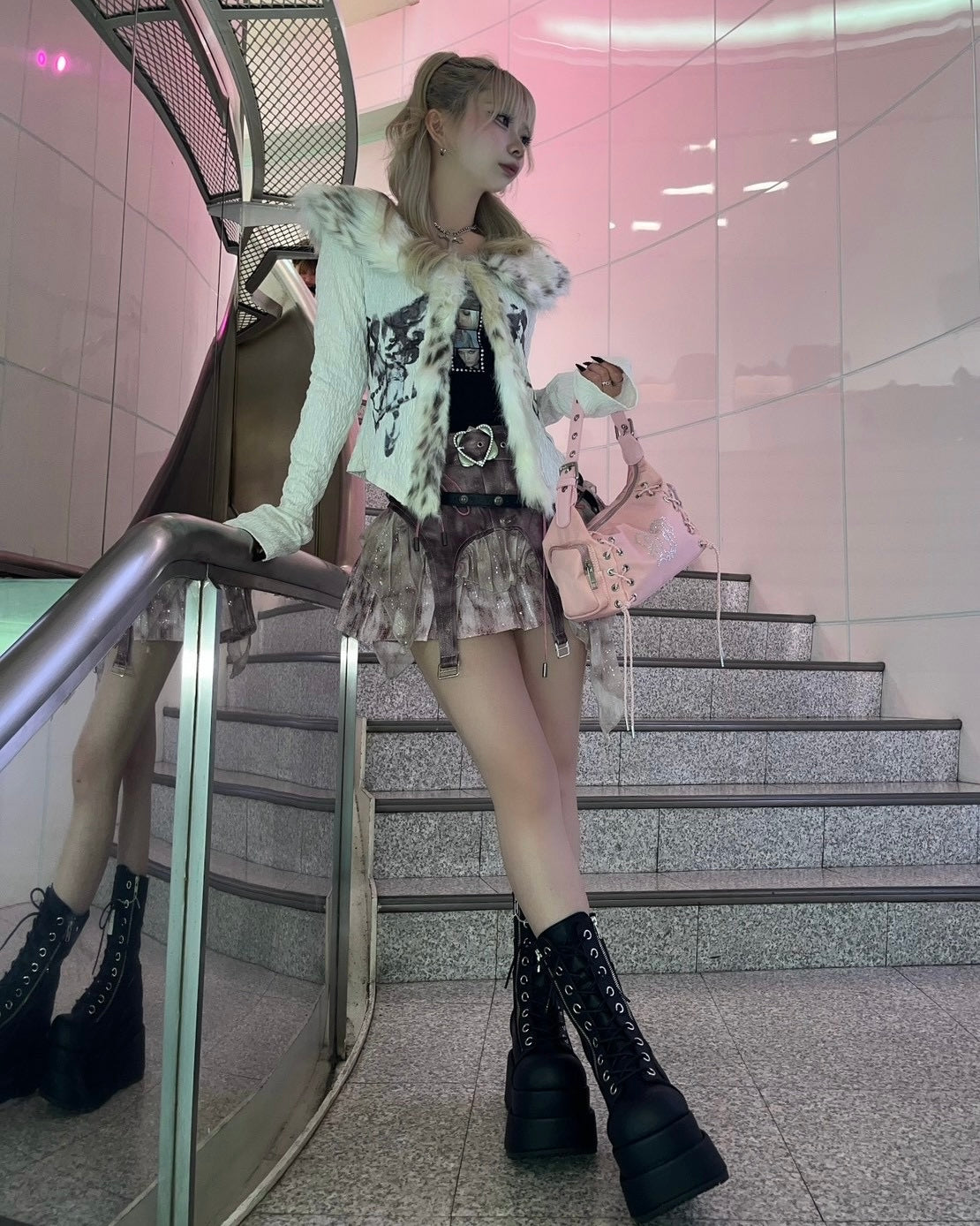 国際配送【BABY09】retro fur cardigan