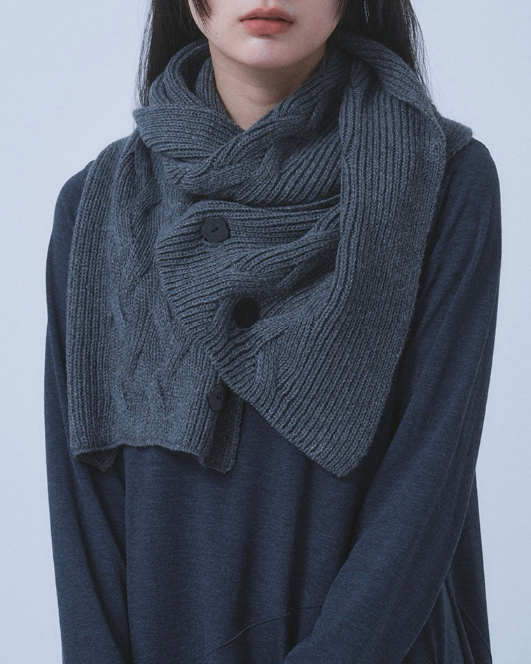 【TUOMIO】BUTTON WOOL KNIT MUFFLER