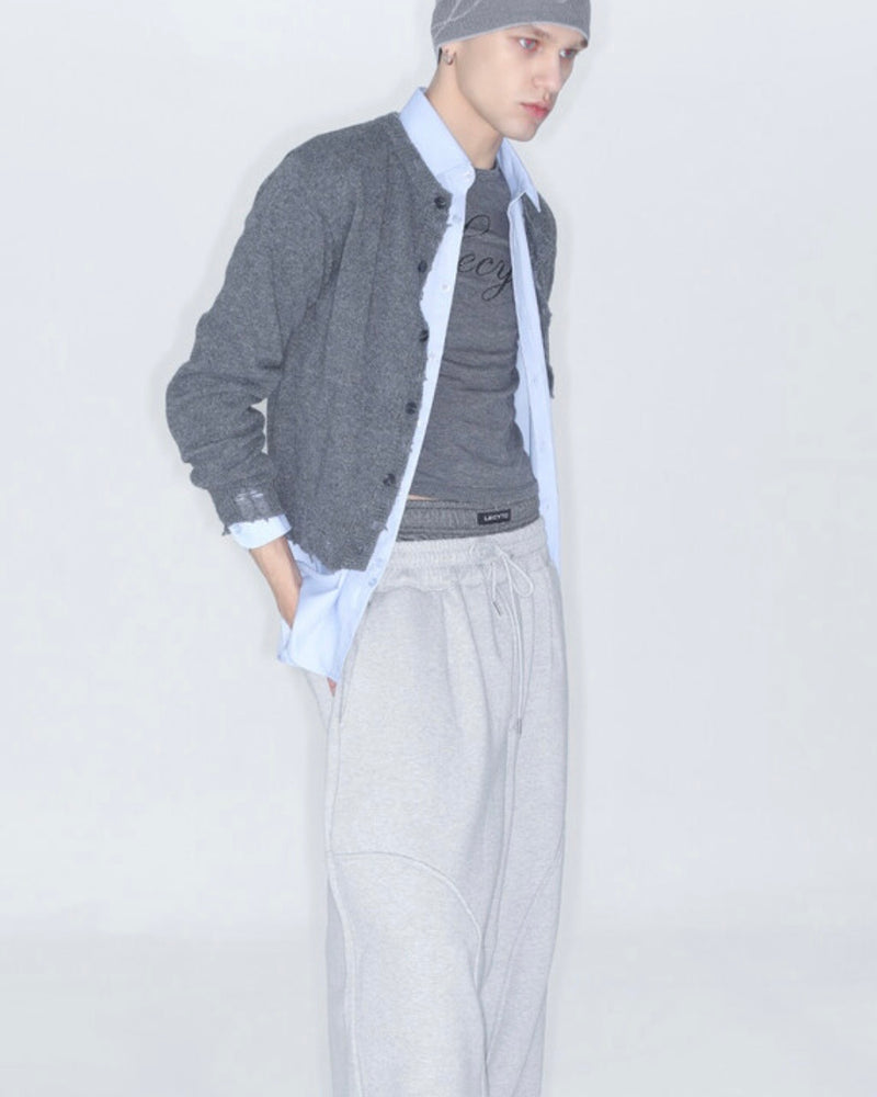【LECYTO】Destroyed Round Wool Knit Cardigan