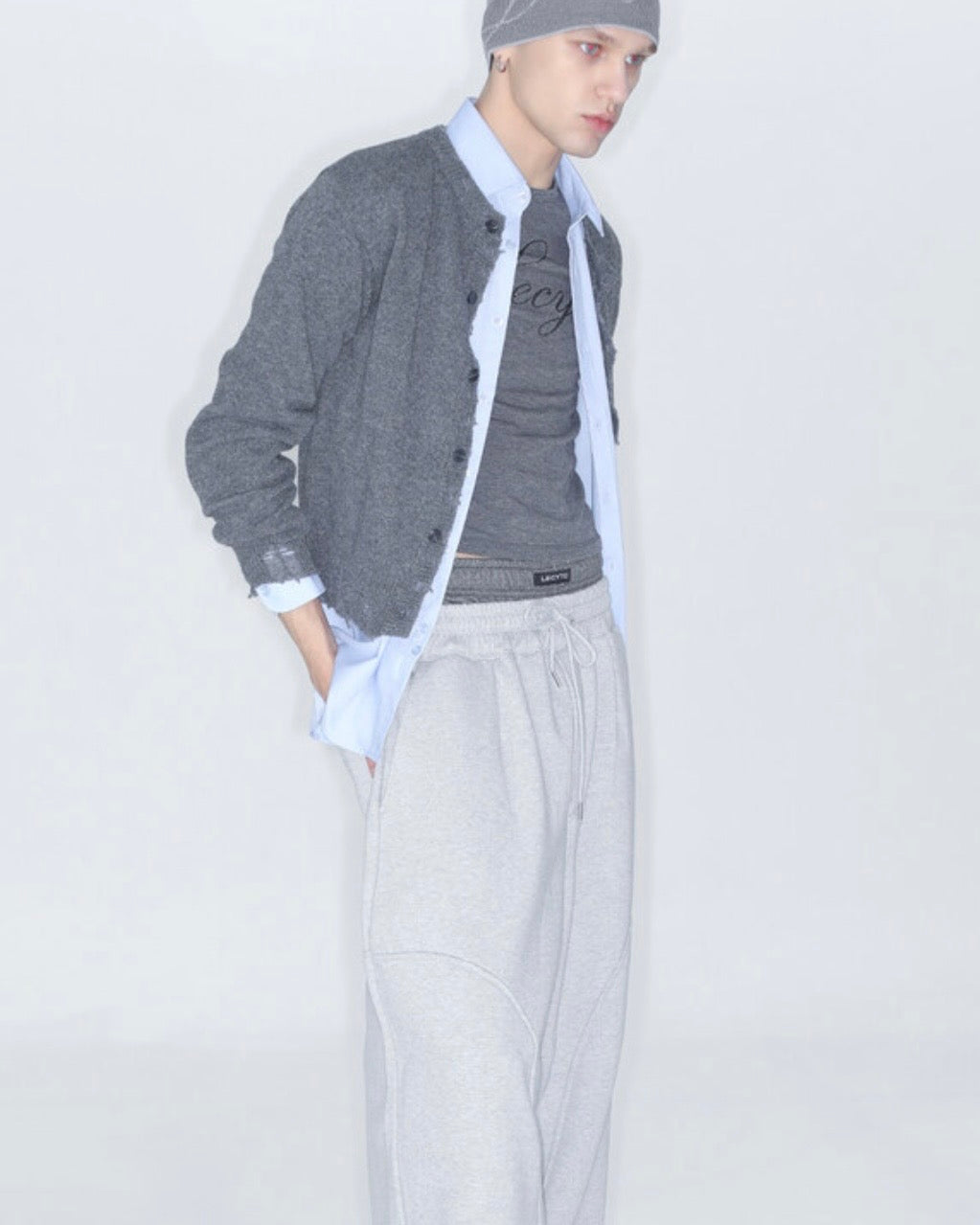 【LECYTO】Destroyed Round Wool Knit Cardigan