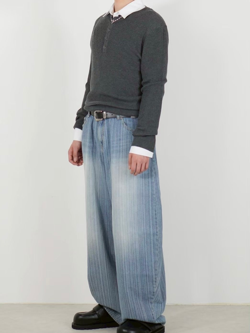 【Chikashitsu +】henley neck long sleeve knit (4color)