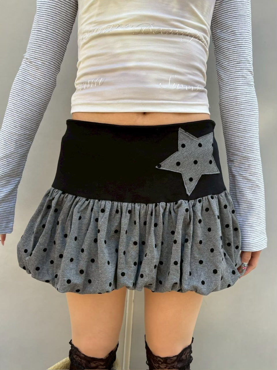 【Never mind the XU】star dot balloon skirt