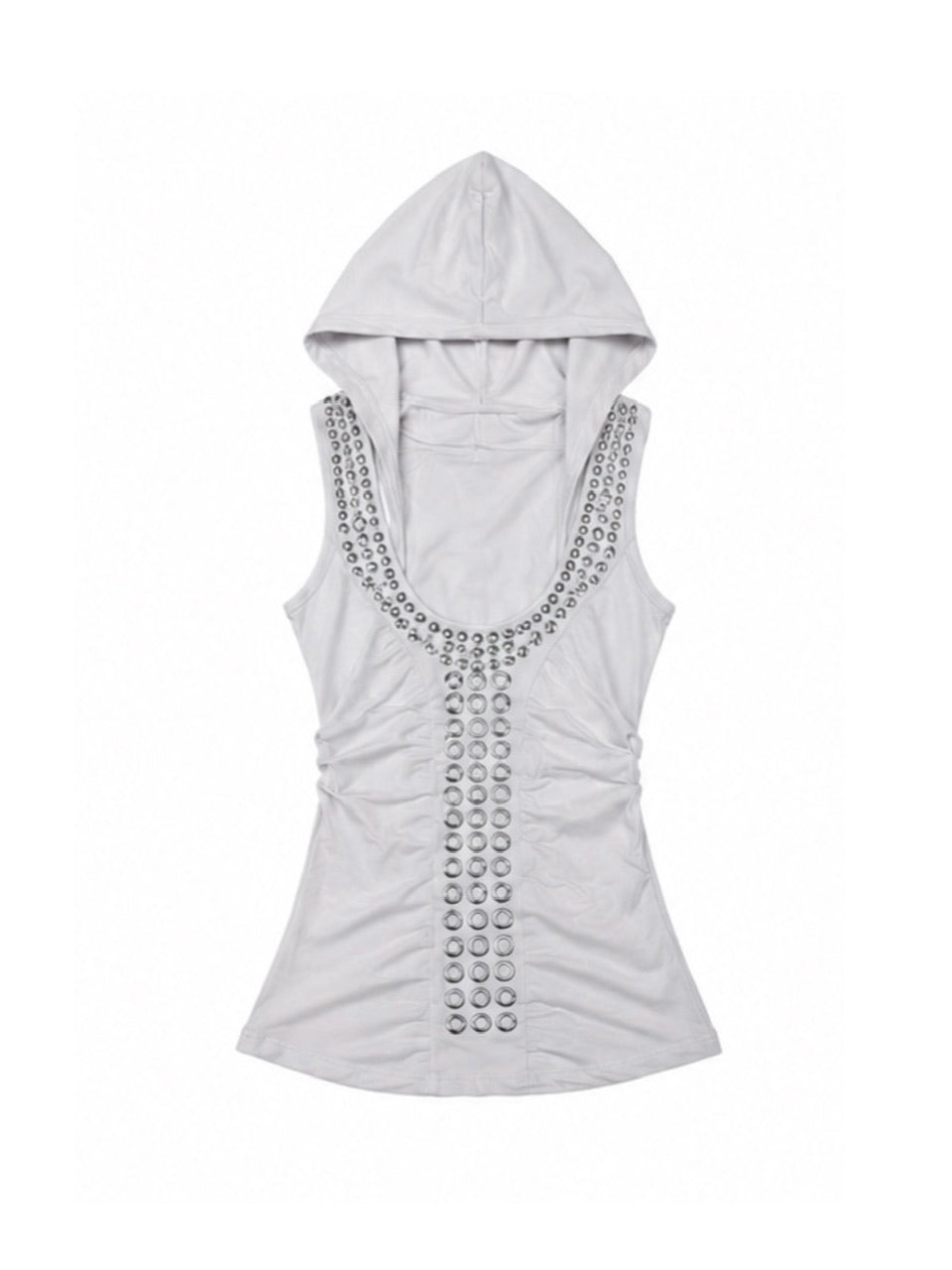 国際配送【Never mind the XU】drape eyelet hoodie tank(2color)