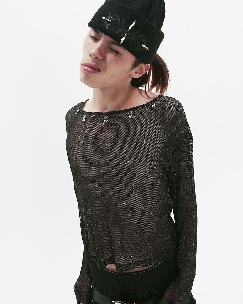 【E RIN AI E】E STARDUST MESH LONG SLEEVE TEE