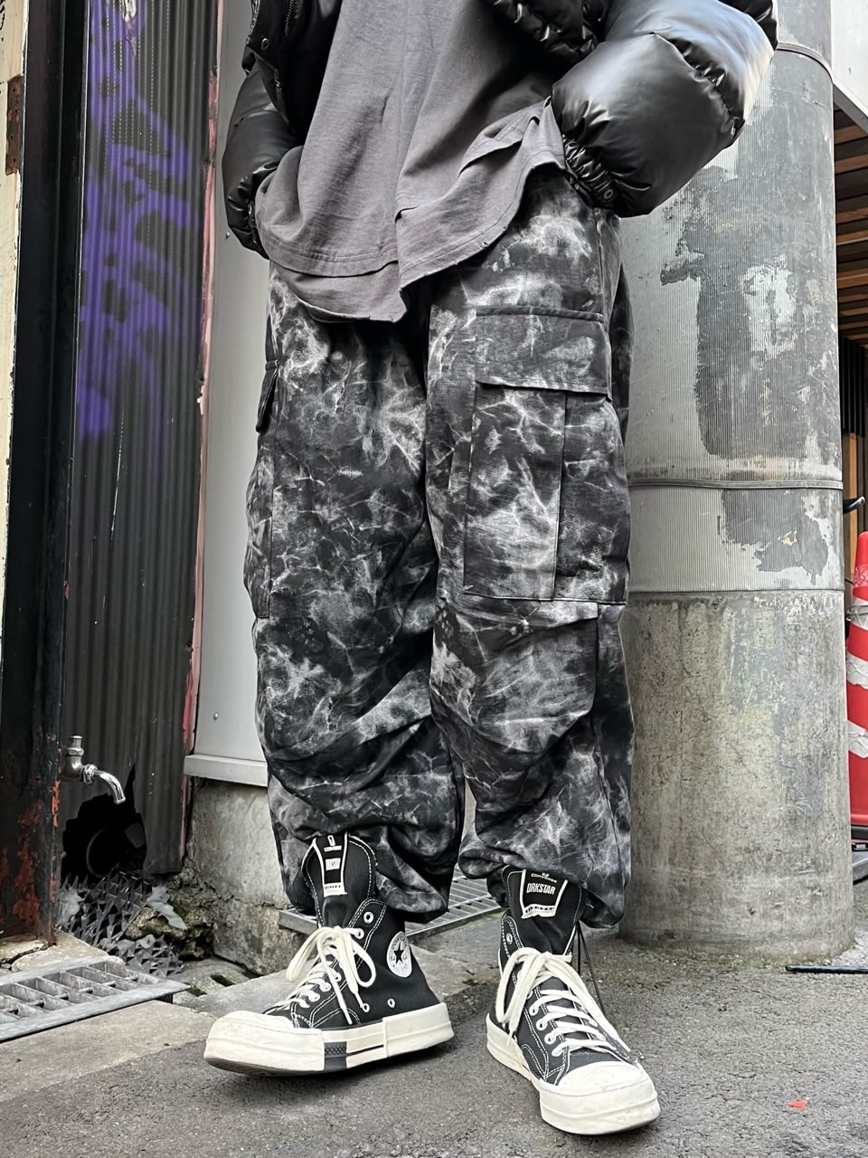 受注制【Never mind the XU】tie-dye cargo pants (2color)