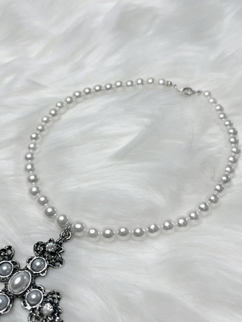 受注制【Rosen Kreuz】pearl cross necklace