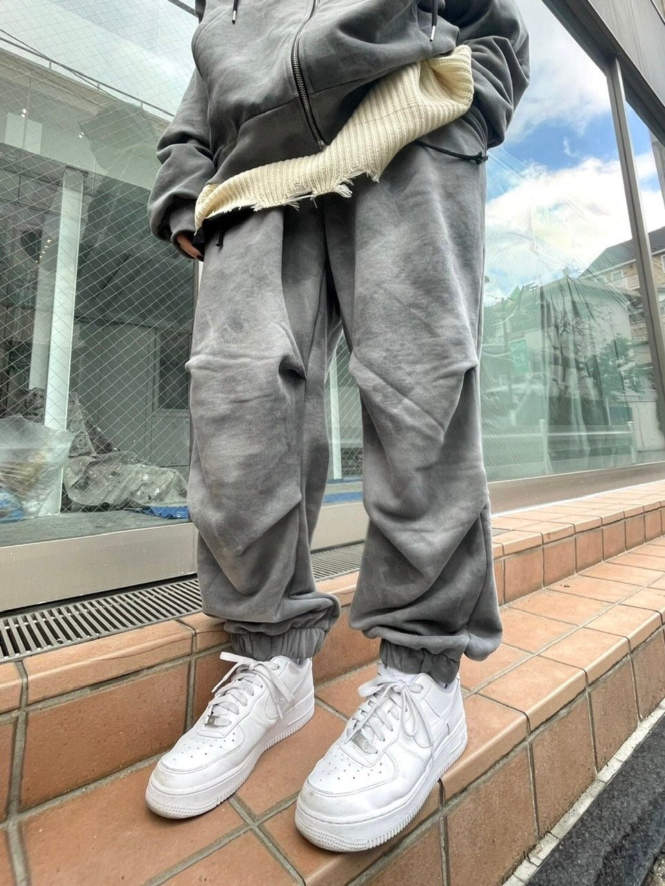 受注制【Never mind the XU】set up tie-dye sweat pants (2color)