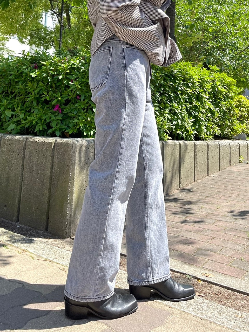 受注制【Chikashitsu +】semi wide denim pants