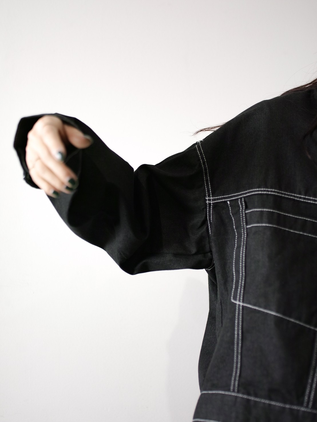 受注制【Chikashitsu +】set up stitch denim jacket