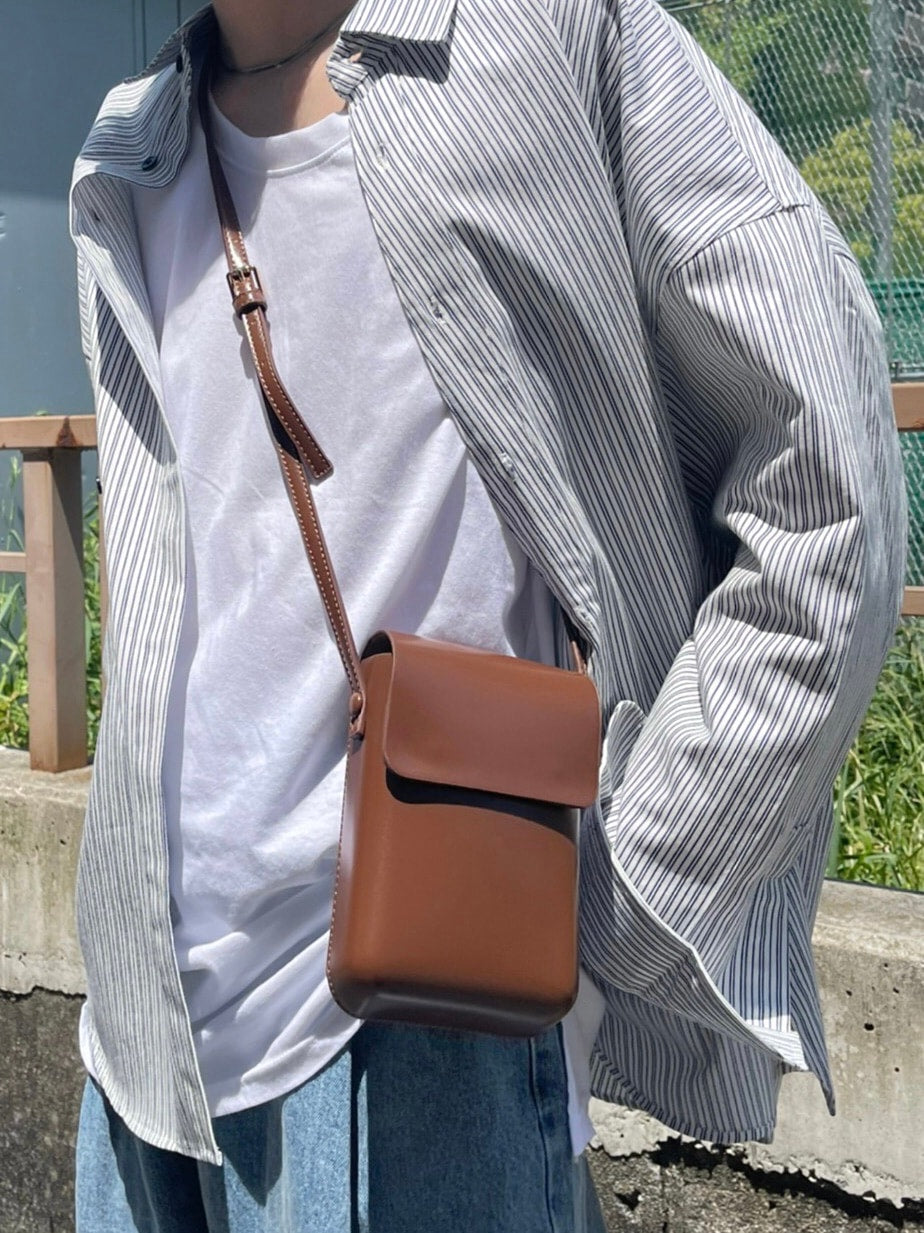 受注制【Chikashitsu +】leather pouch bag (3color)