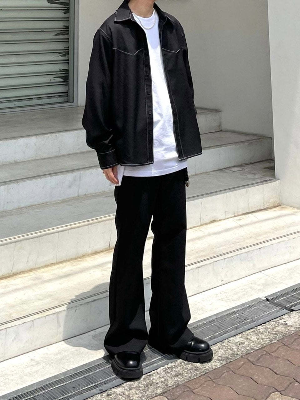 【Chikashitsu + ORIGINAL】full length flare slacks (2color)