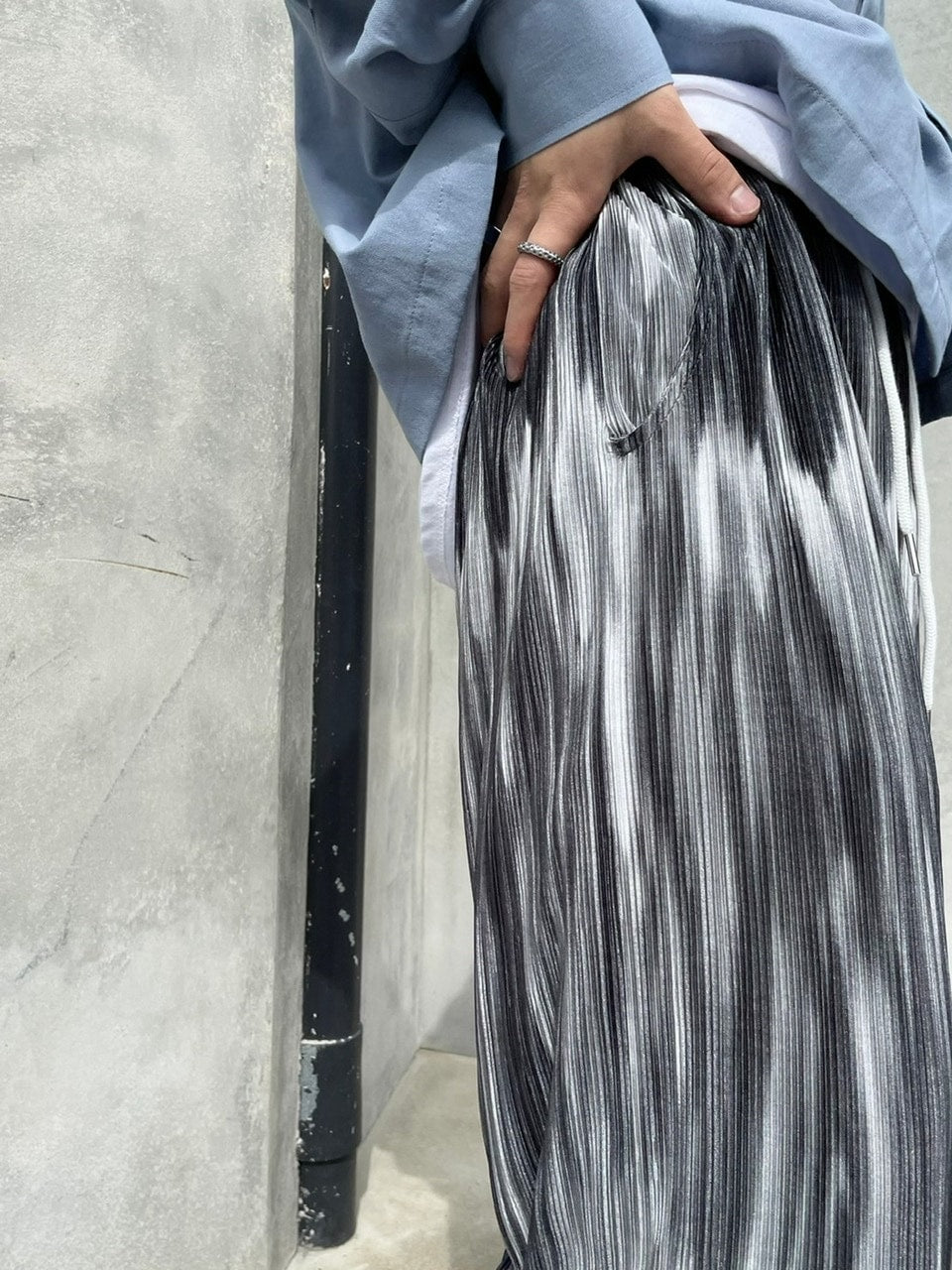 受注制【Chikashitsu +】pattern pleats pants (2color)