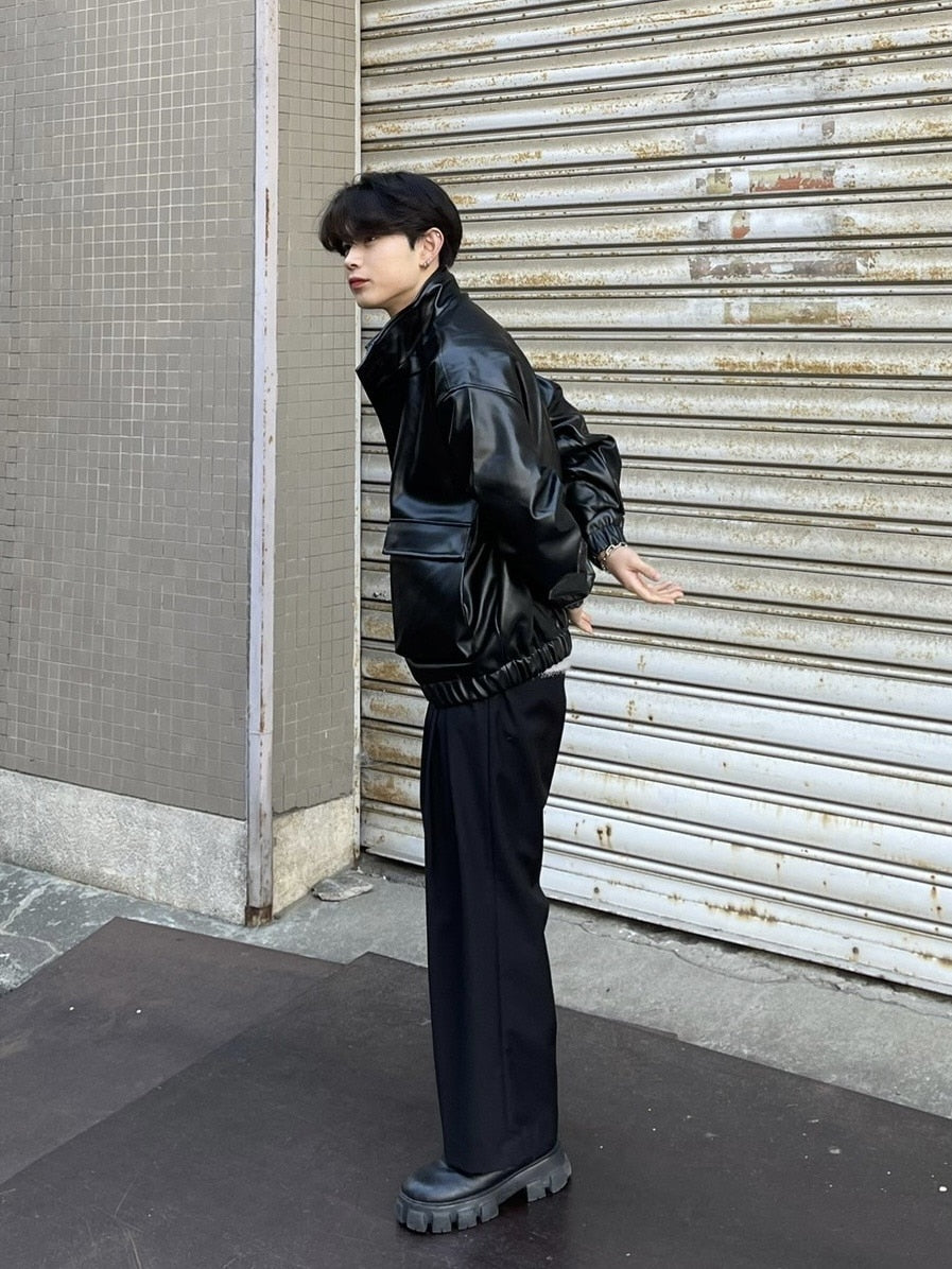 受注制【Chikashitsu +】leather bomber jacket